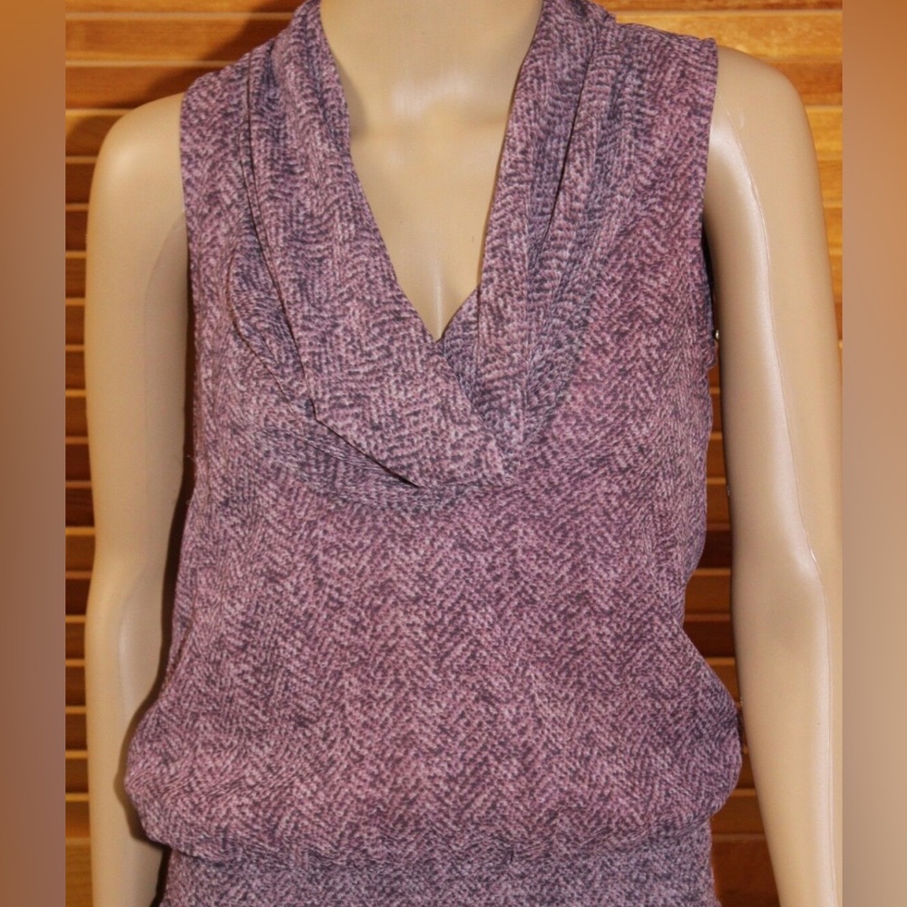 Michael Kors purple sleeveless cowl neck cinched hem shirt